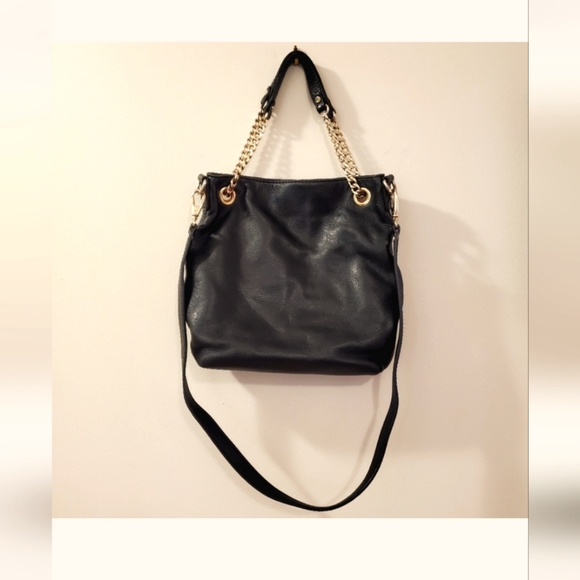 Michael Kors Bag Black Pebble Leather Chain Strap/crossbody/gold hardware-NEW - Picture 7 of 8